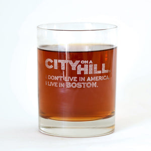 City on a Hill I Don't Live in America Laser Engraved Rocks Glass