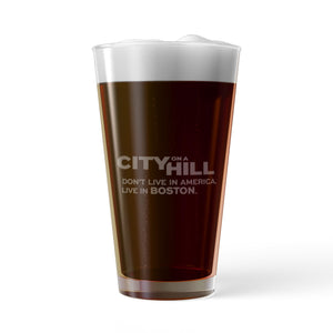 City on a Hill I Don't Live in America Laser Engraved Pint Glass