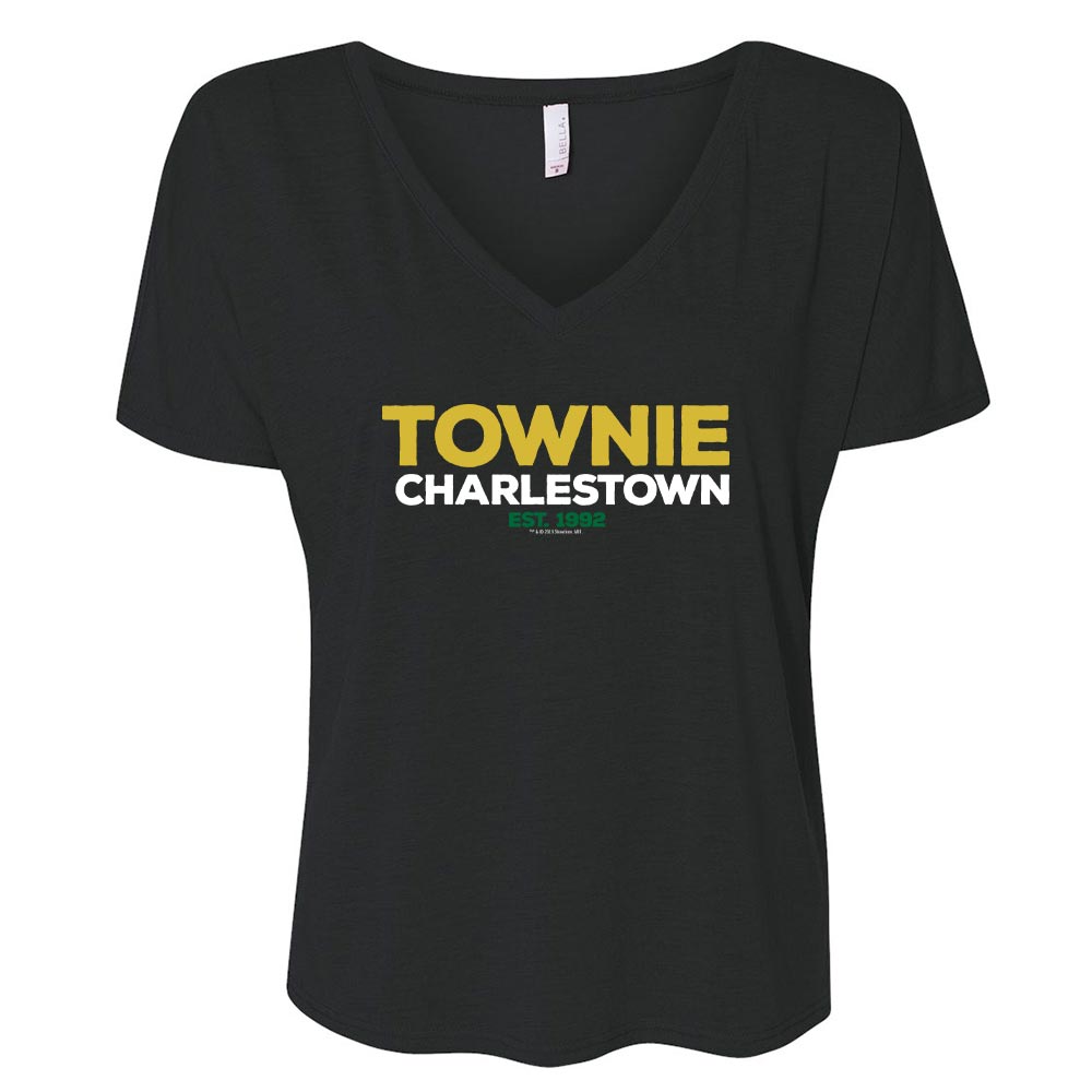 City on a Hill Charlestown Townie DamenEntspanntes T-Shirt mit V-Ausschnitt