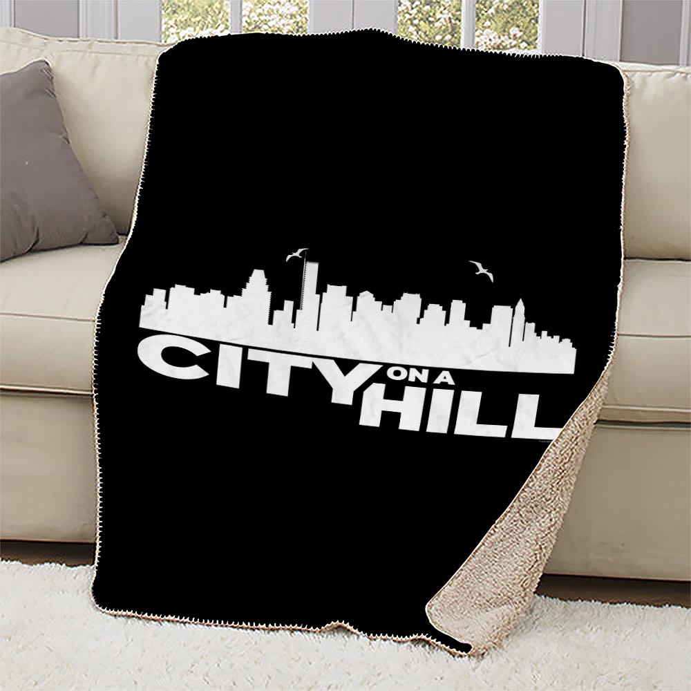 City on a Hill Skyline Sherpa Blanket