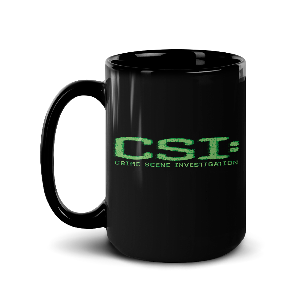 CSI: Crime Scene Investigation Glitch Logo Black Mug