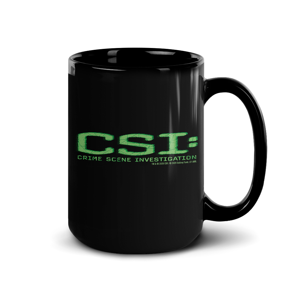 CSI: Crime Scene Investigation Glitch Logo Black Mug