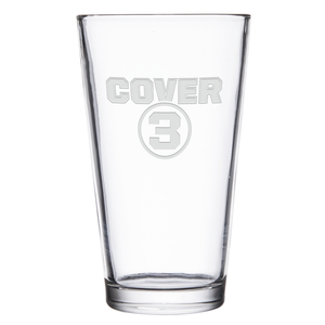 Cover 3 College Football Podcast Logo Laser Engraved Pint Glass