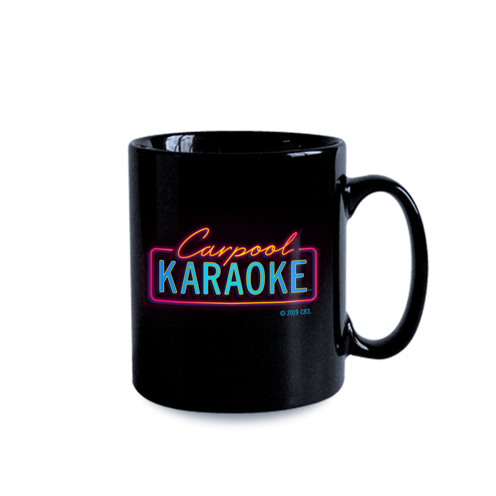 Carpool Karaoke Neon Logo 11 oz Black Mug