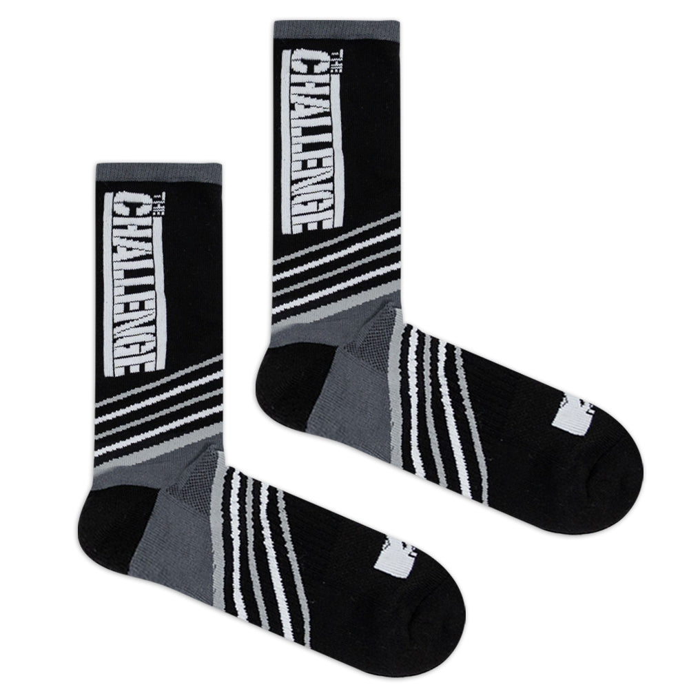 The Challenge Logo Black and Black Striped Socks – Paramount Shop