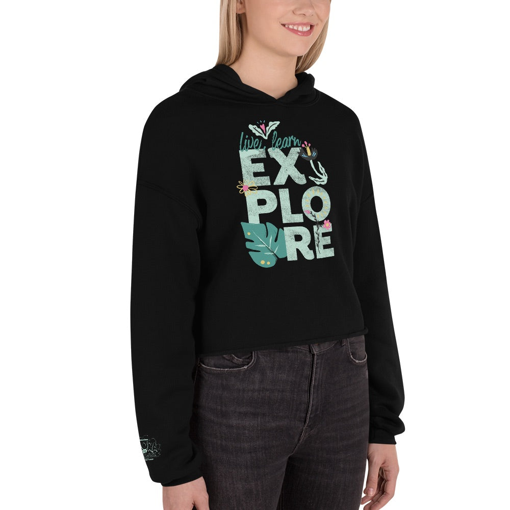 Dora the Explorer Live, Learn, Explore Women's Fleece Crop Hooded Sweatshirt