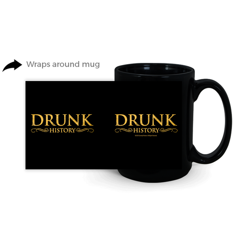 Drunk History Gold Logo Black Mug