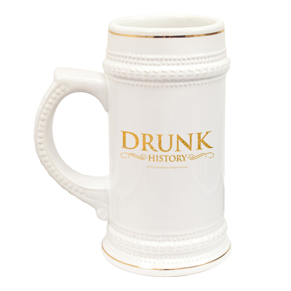Drunk History Gold Logo 20 oz Ceramic Beer Stein