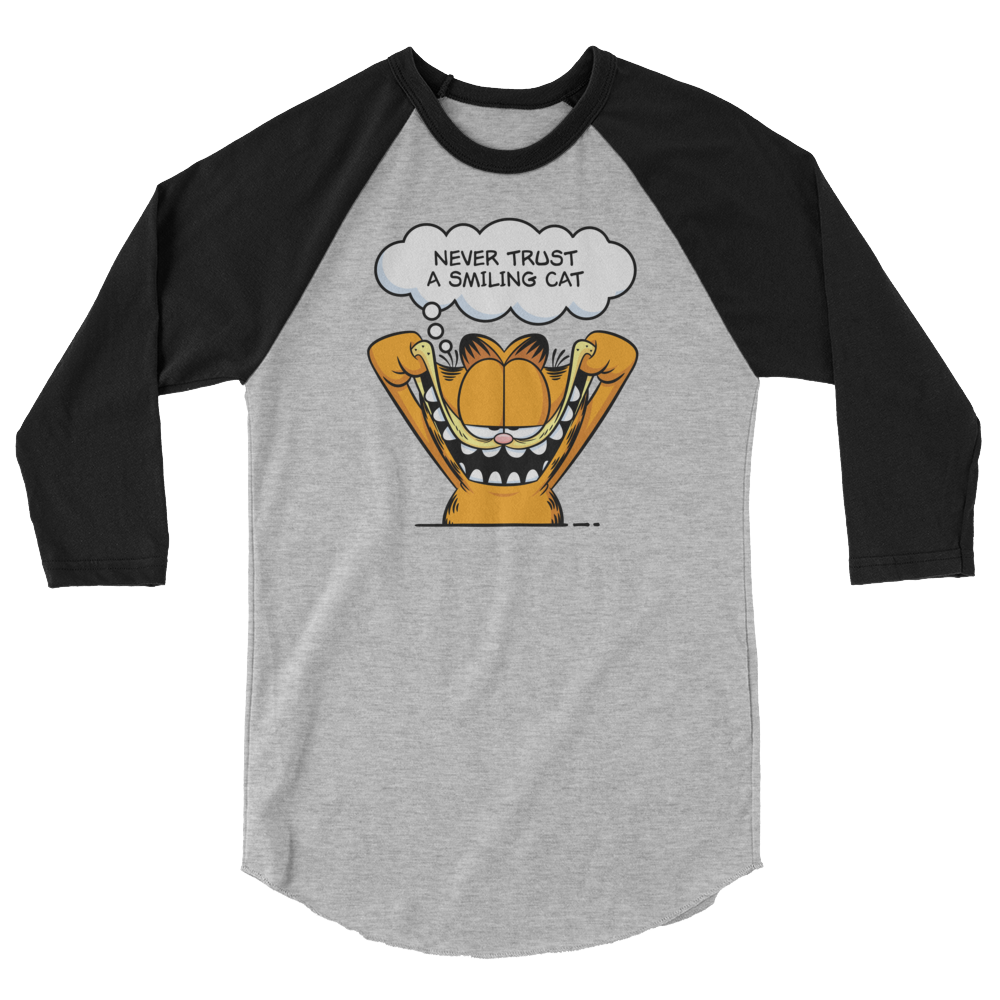 Garfield Smiling Cat Unisex 3/4 Sleeve Raglan Shirt