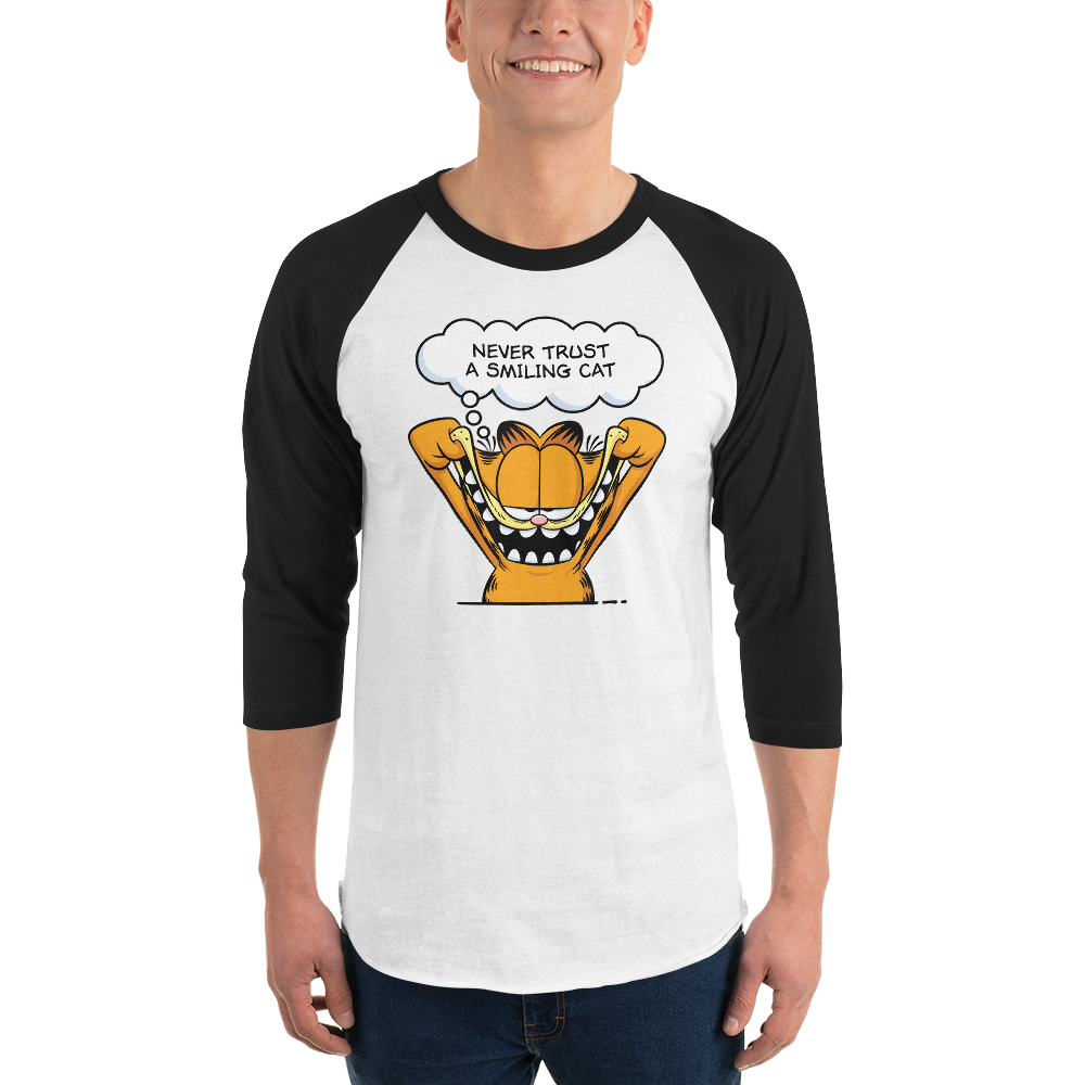 Garfield Smiling Cat Unisex 3/4 Sleeve Raglan Shirt