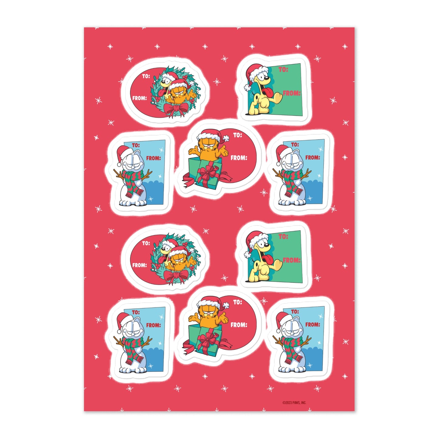 Garfield Holiday Gift Label Sticker Sheet