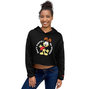 Garfield Don't Worry Be Stupid Women's Fleece Crop Hooded Sweatshirt