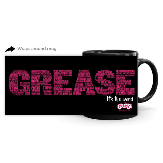 Grease It's The Word Black Mug