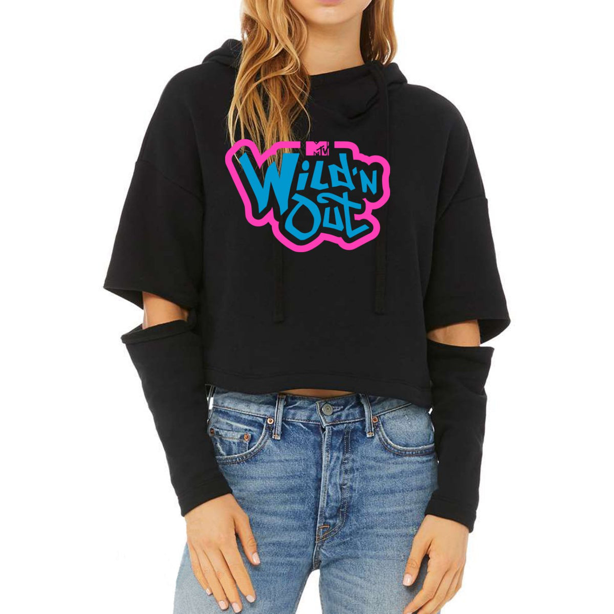 Wild 'N Out Neon Logo Women's Cut Out Hooded Sweatshirt