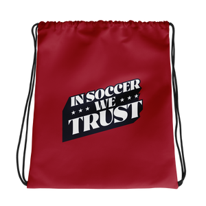 In Soccer We Trust Podcast Logo Drawstring Bag