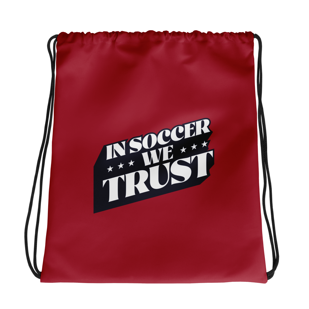 In Soccer We Trust Podcast Logo Drawstring Bag