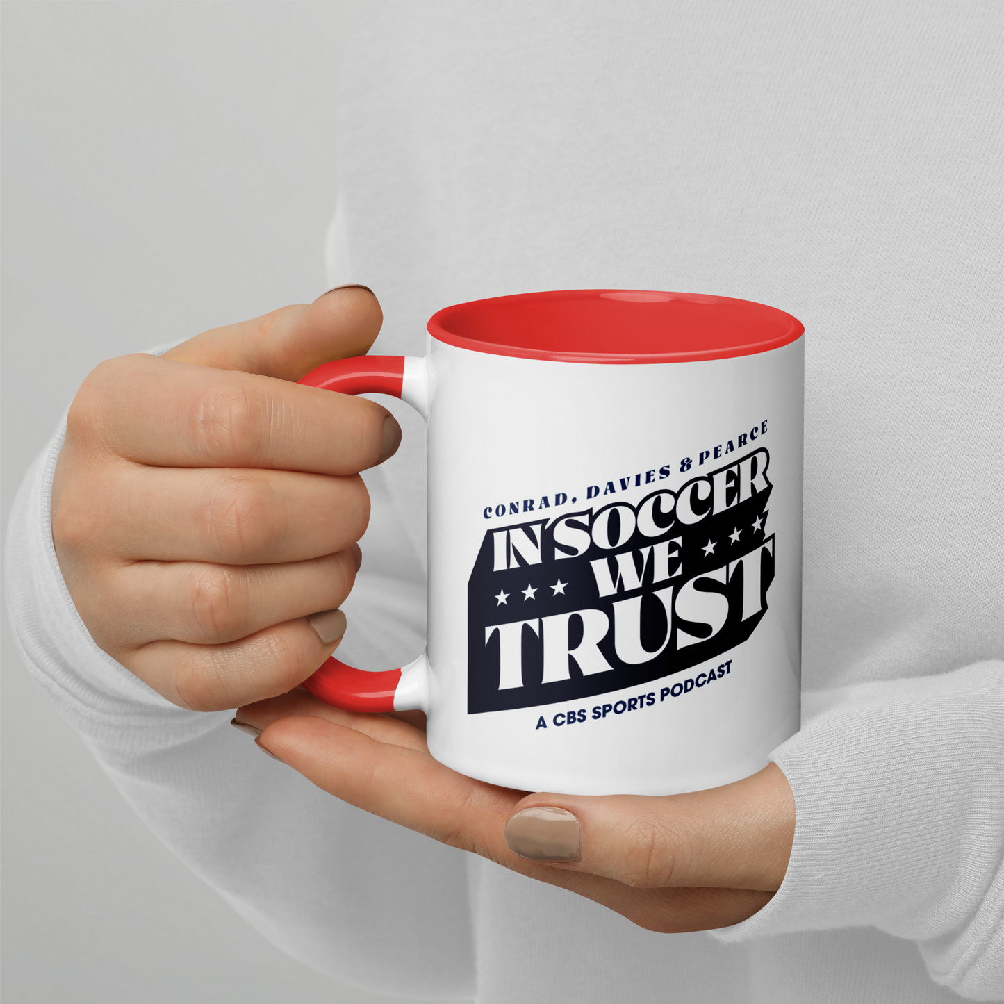 In Soccer We Trust Podcast Logo Two-Toned Mug