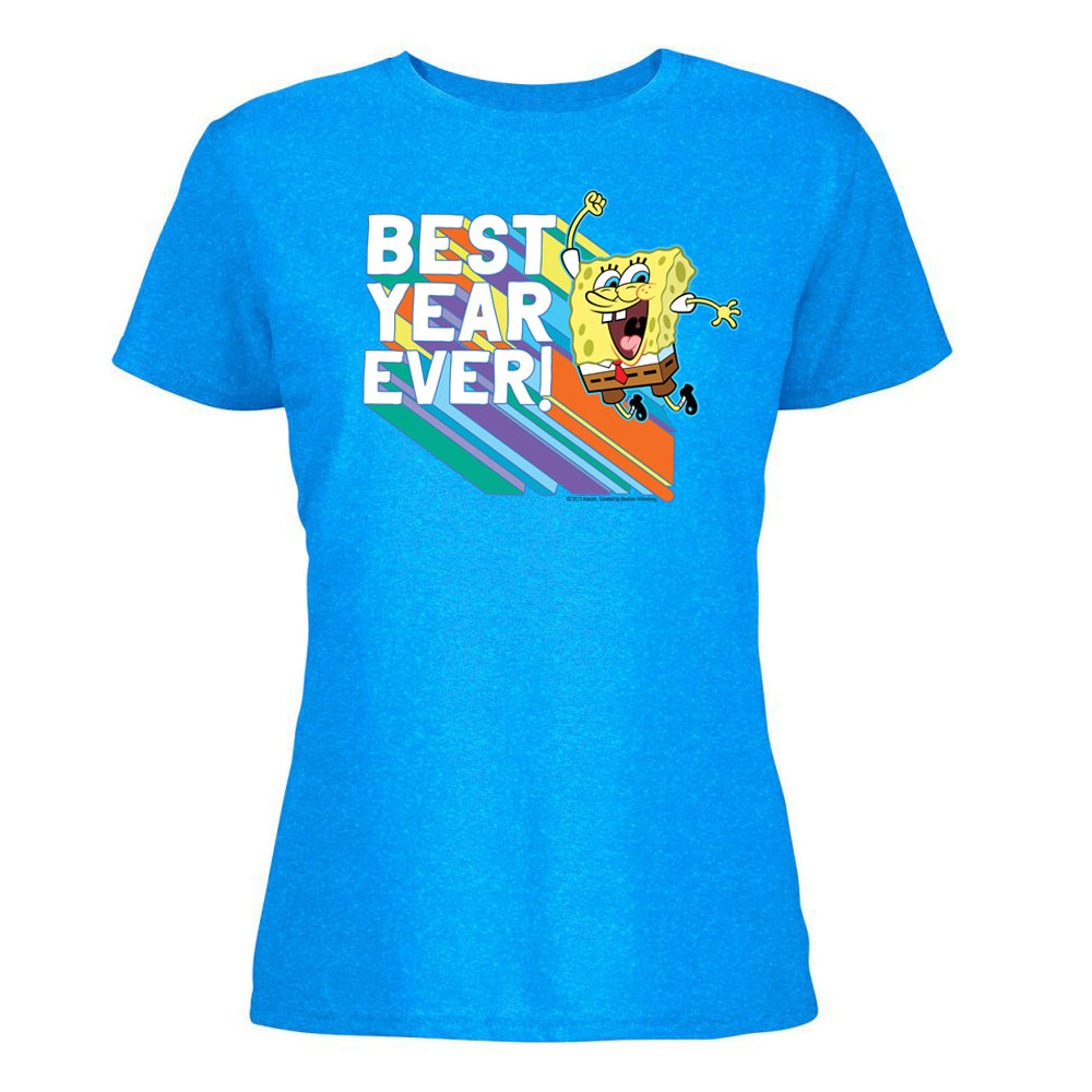 Spongebob Schwammkopf Regenbogen Das beste Jahr aller Zeiten Damen?s T-Shirt mit kurzen Ärmeln