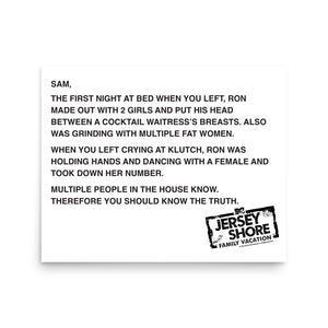 Jersey Shore Family Vacation Sam Note Poster