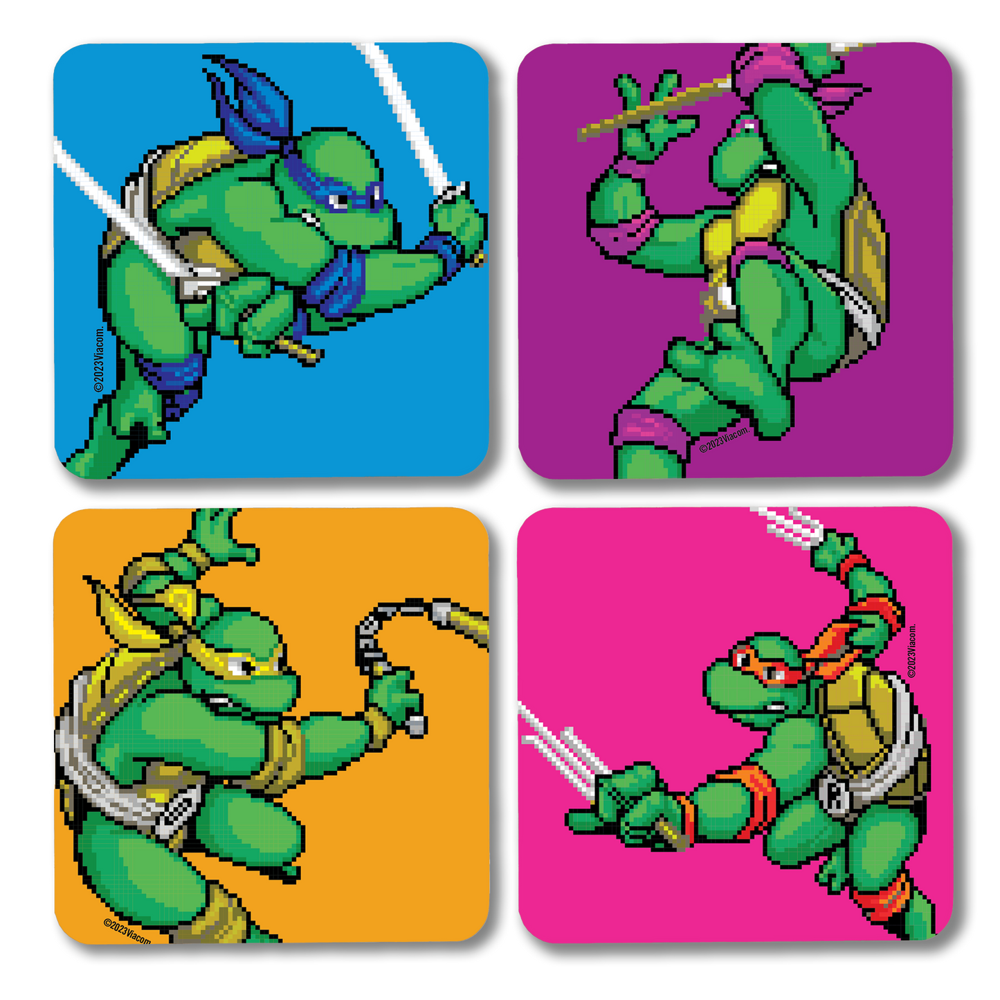 Teenage Mutant Ninja Turtles Position de combat des ninjas Sous-verres avec support en acajou - Lot de 4