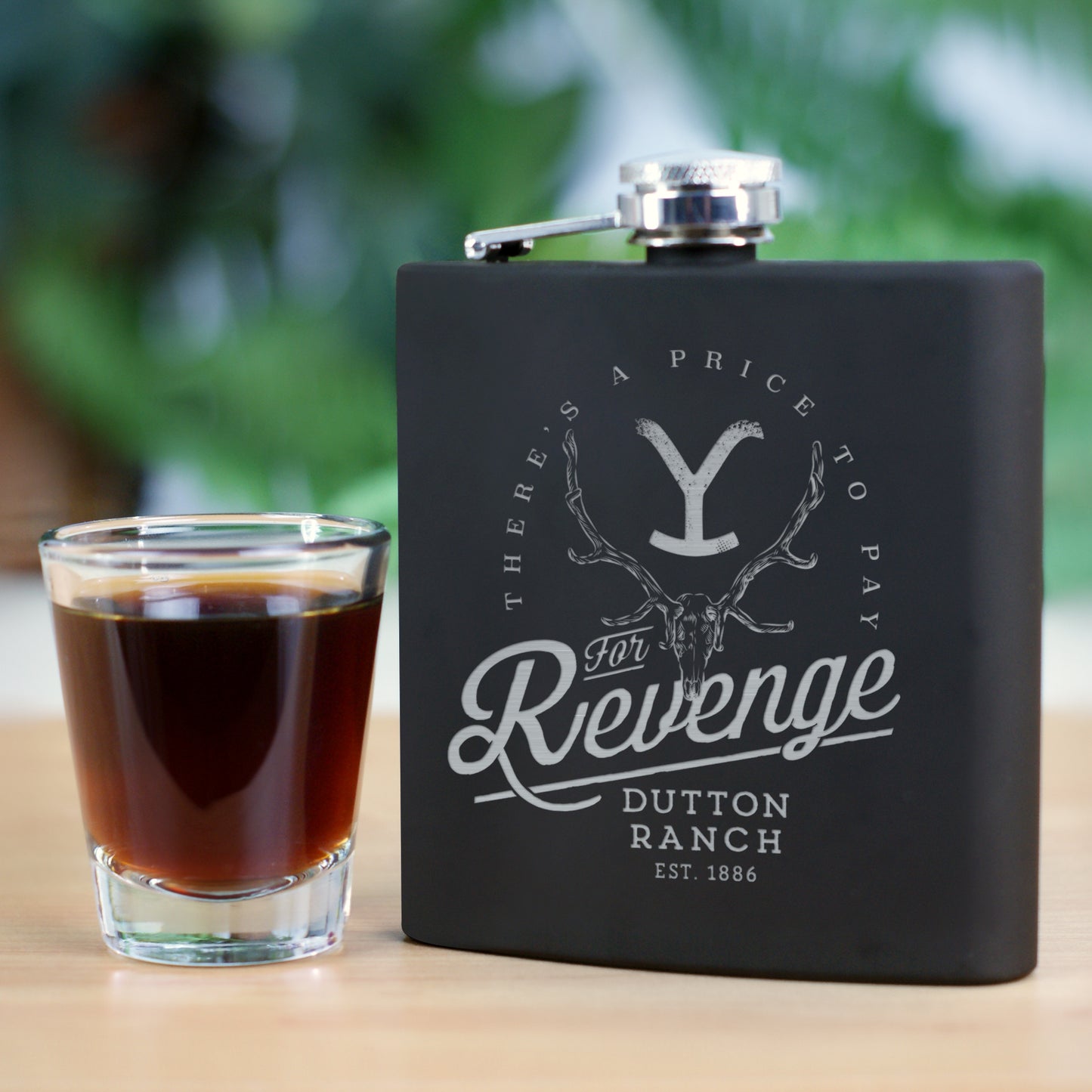 Yellowstone Revenge Laser Engraved Flask