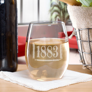 Yellowstone 1883 Logo Lasergraviertes stielloses Weinglas
