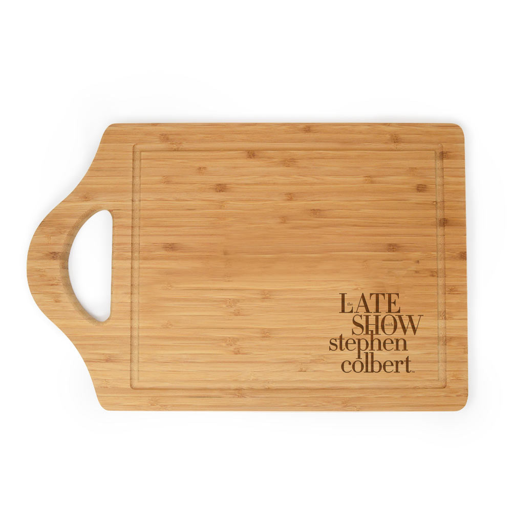The Late Show with Stephen Colbert Logo Laser Engraved Bamboo Cutting Board