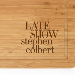 The Late Show with Stephen Colbert Logo Lasergraviertes Schneidebrett aus Bambus