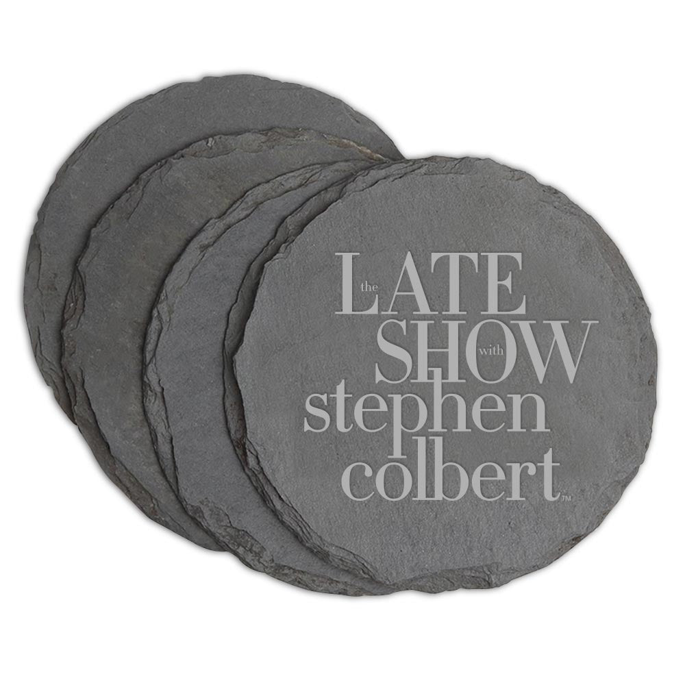 The Late Show with Stephen Colbert Logo Laser Engraved Slate Coaster - Set of 4