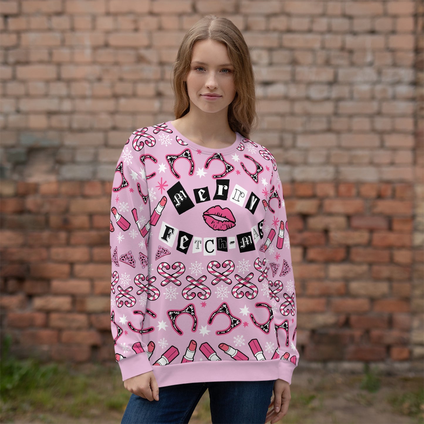 Mean Girls Frohe Fetch-Mas Unisex Sweatshirt mit Rundhalsausschnitt