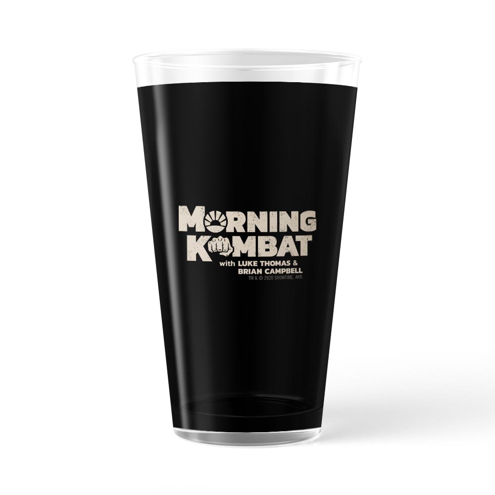 Morning Kombat Logo con Names 17 oz Pint Glass