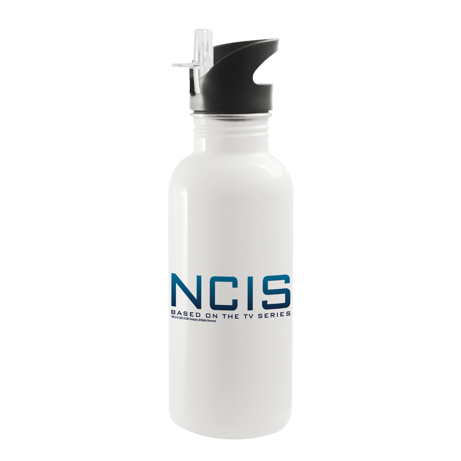 NCIS Horizontal Logo 20 oz Screw Top Water Bottle with Straw