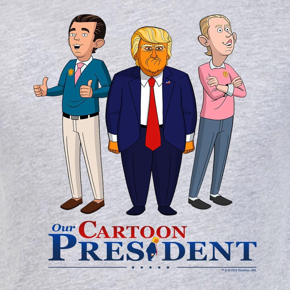 Our Cartoon President Trump e hijos Adultos Camiseta de manga corta