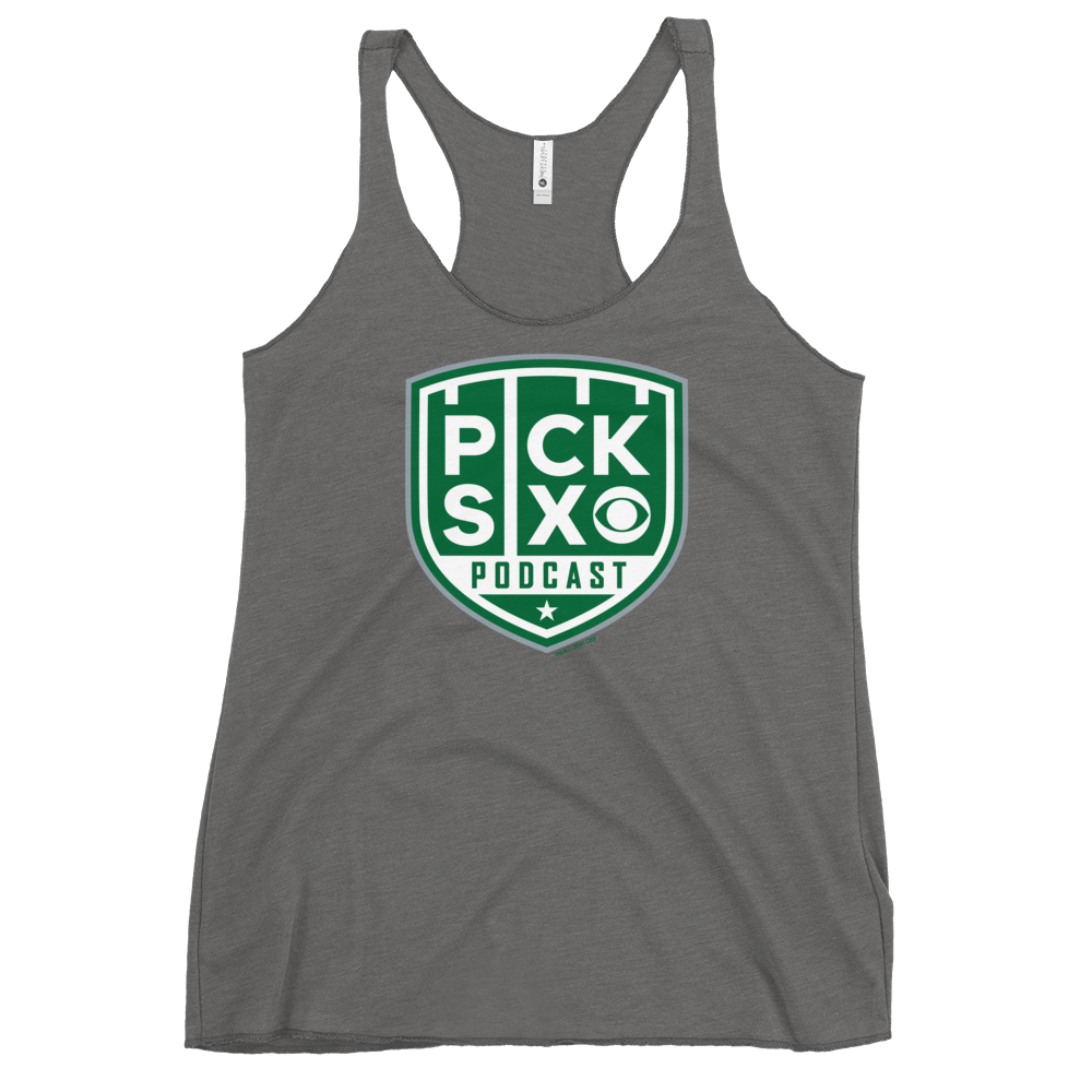 Pick Six Podcast Logo Women's Tri-Blend Racerback Tank Top
