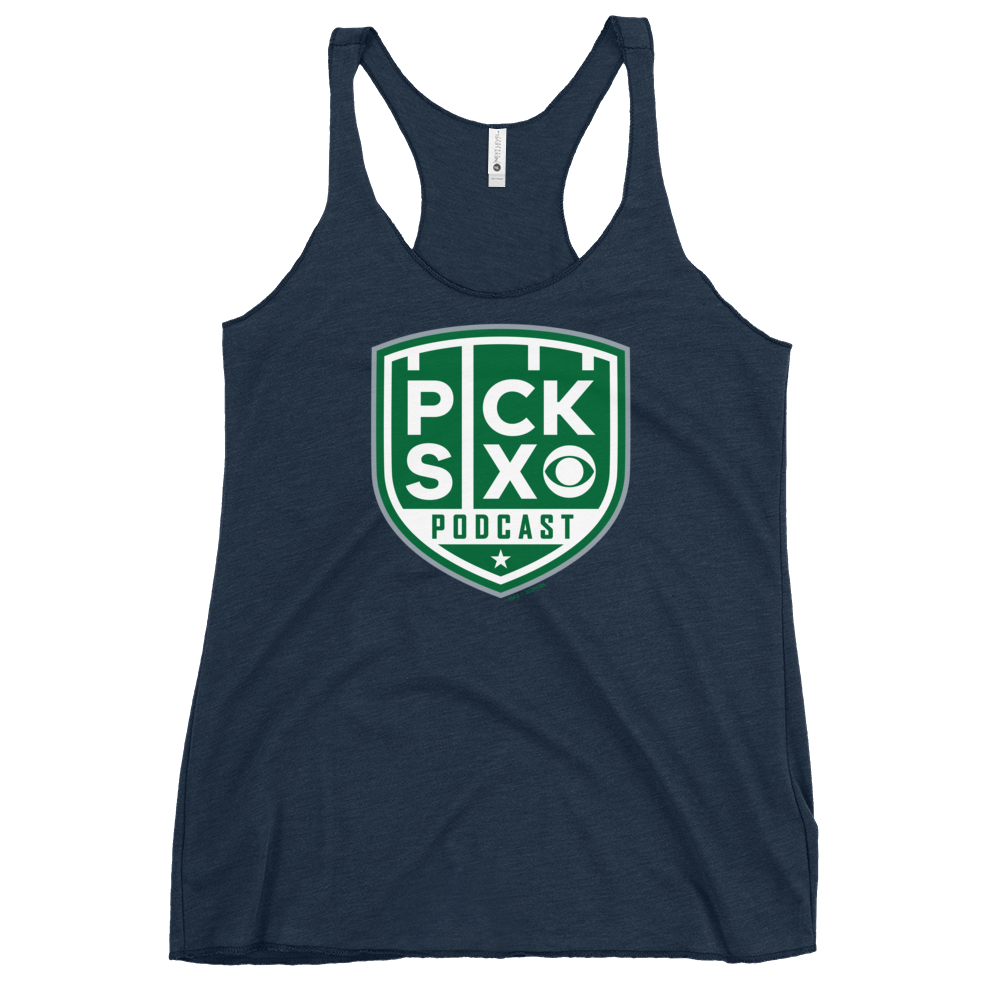 Pick Six Podcast Logo Women's Tri-Blend Racerback Tank Top