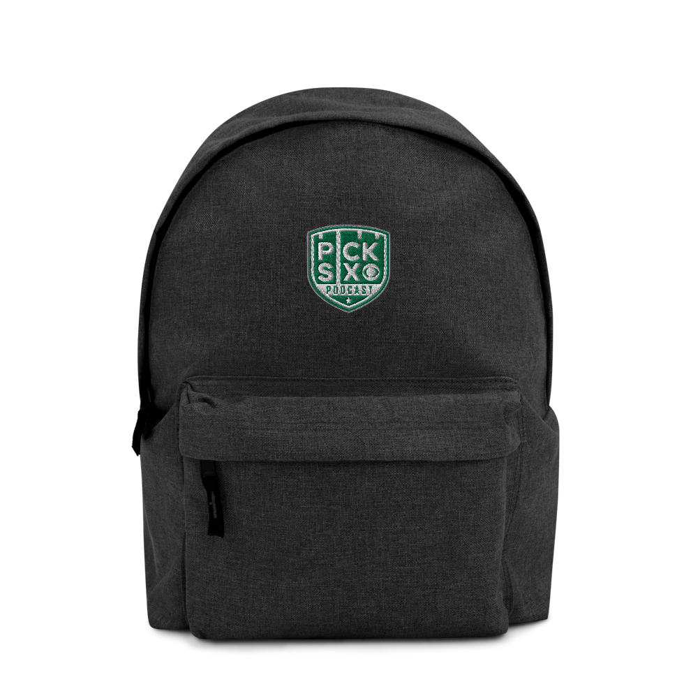 Pick Six Podcast Logo Embroidered Backpack