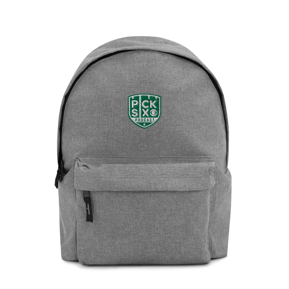 Pick Six Podcast Logo Embroidered Backpack