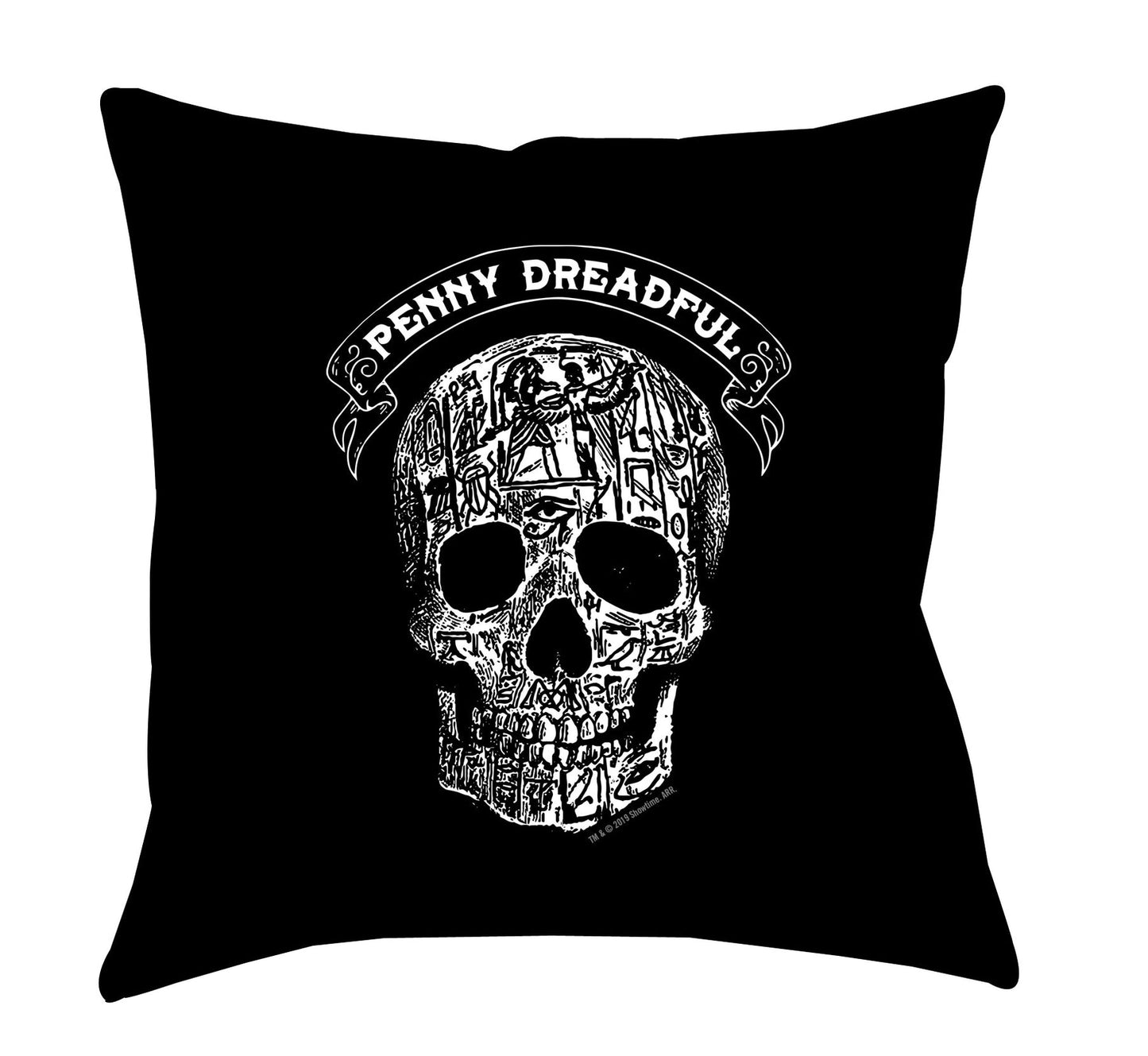Penny Dreadful Line Art Skull Throw Pillow - 16" x 16" (oreiller en forme de crâne)