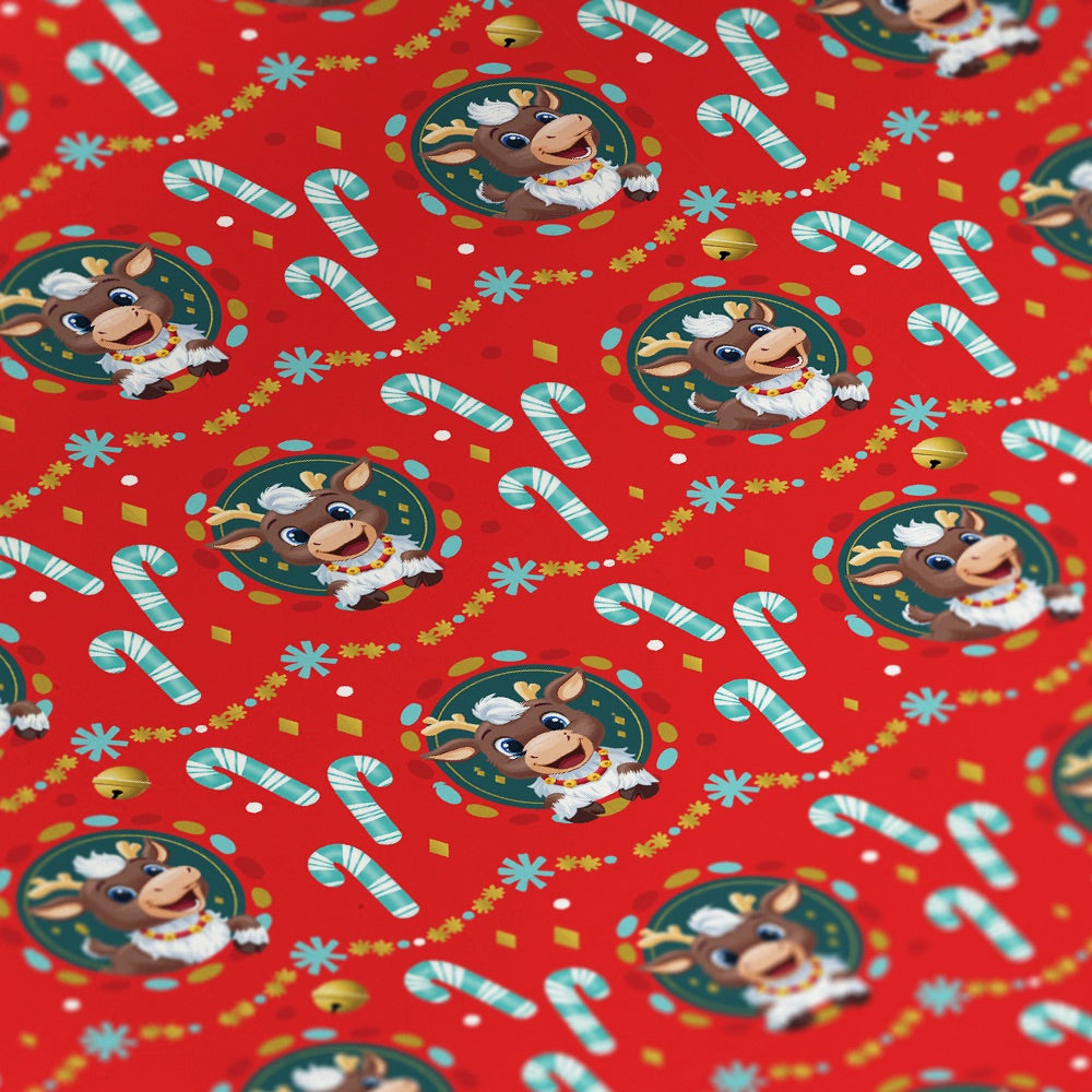 Reindeer in Here Candy Cane Wrapping Paper