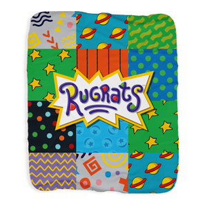 Rugrats Pattern Grey Sherpa Blanket