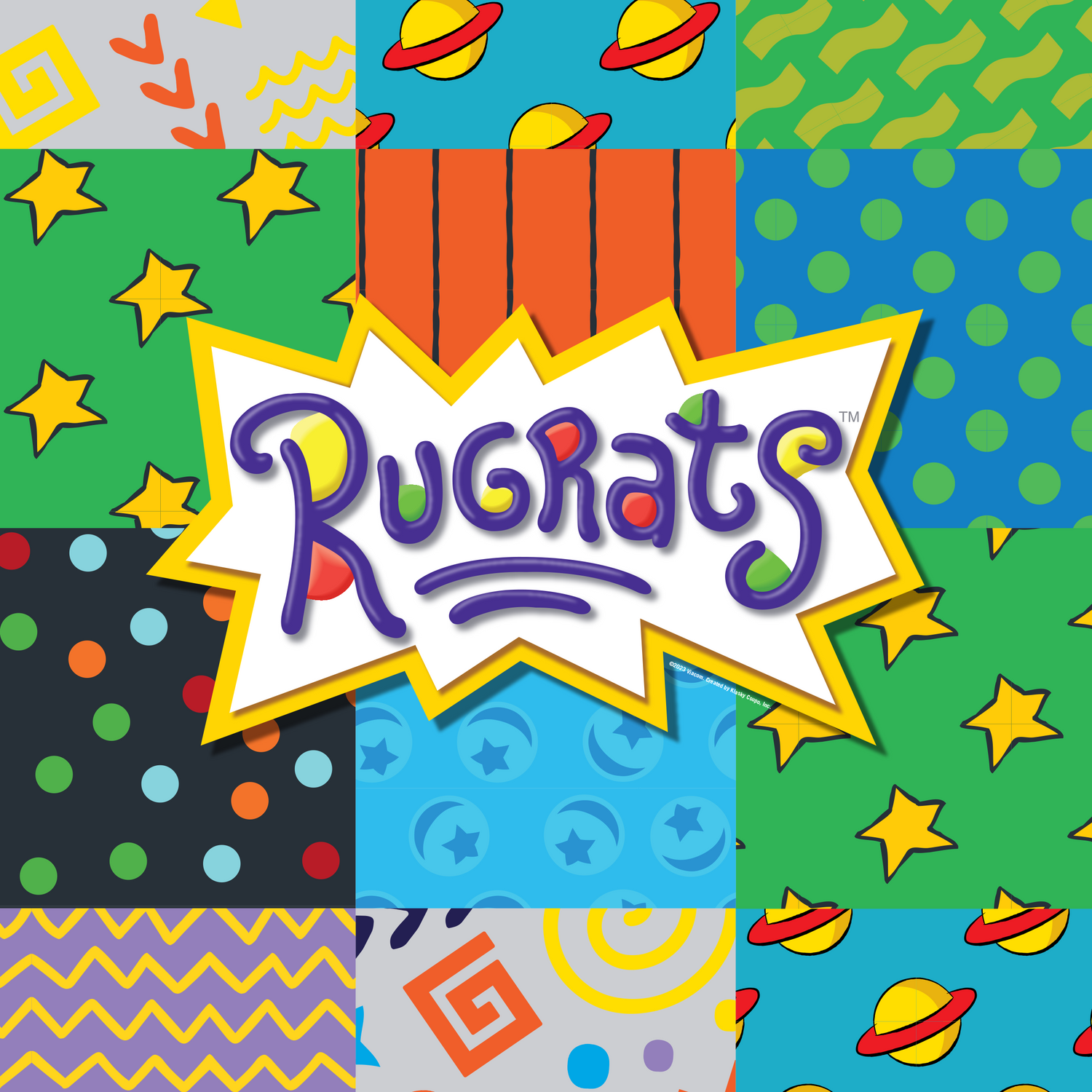 Rugrats Pattern Grey Sherpa Blanket