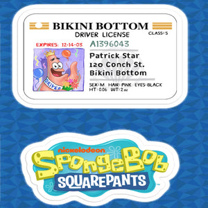 SpongeBob Bikini Bottom Führerschein Aufkleber Blatt