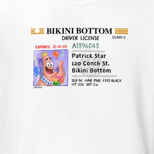 Camiseta del carné de conducir Patrick Fondo de Bikini