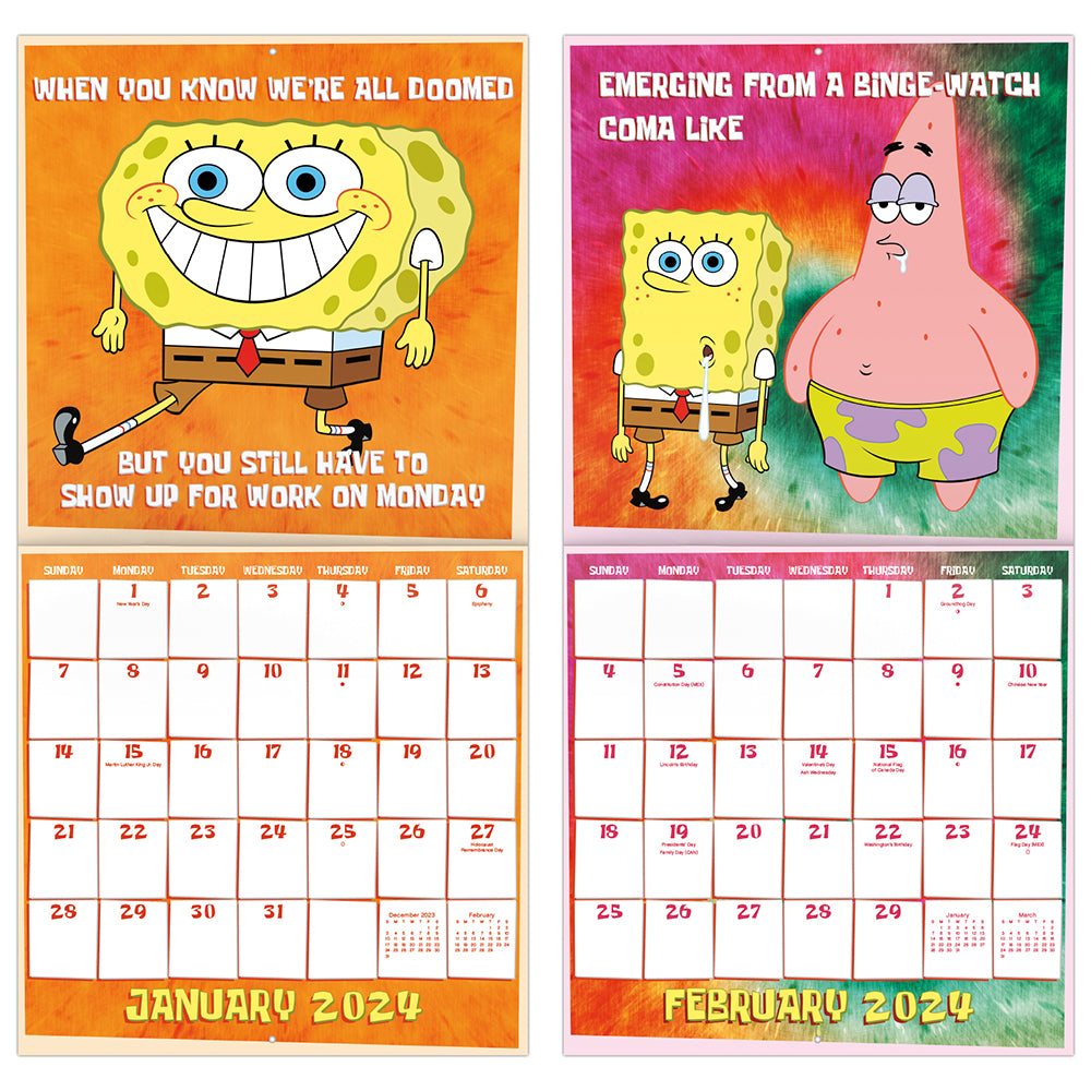 SpongeBob Schwammkopf 16MonatsWandkalender 2024 Paramount Shop