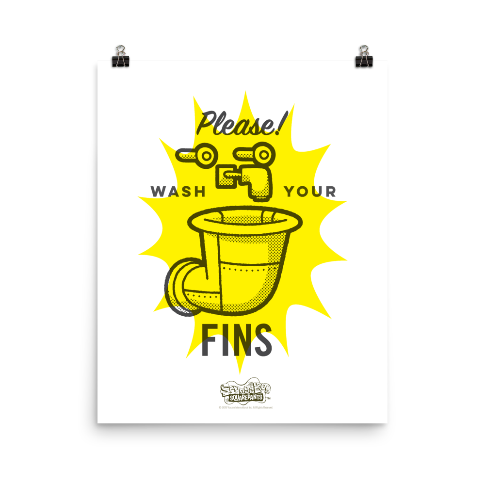 SpongeBob SquarePants Wash Your Fins Premium Satin Poster