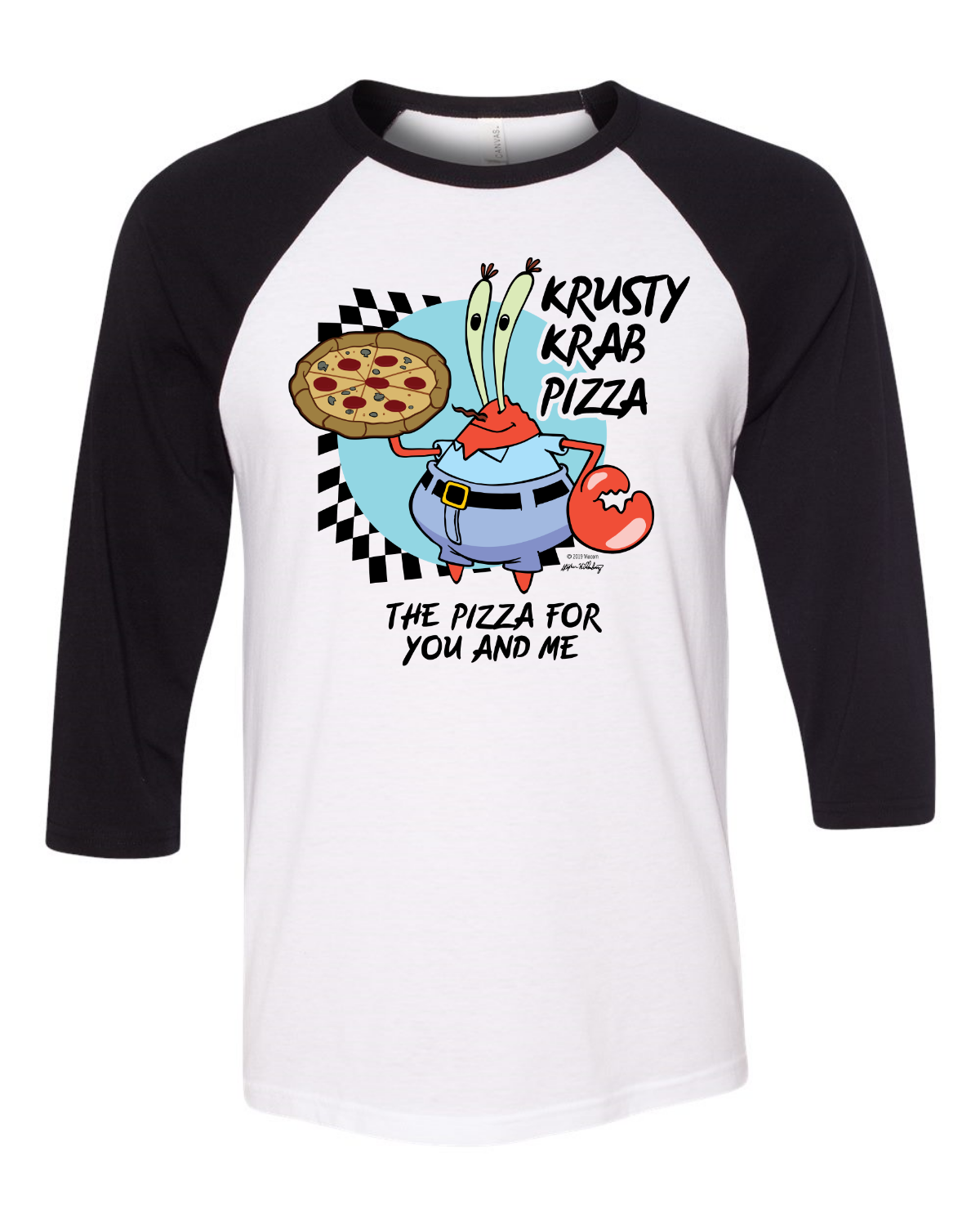 SpongeBob SquarePants The Krusty Krab Pizza Raglan Sleeve Baseball T-Shirt