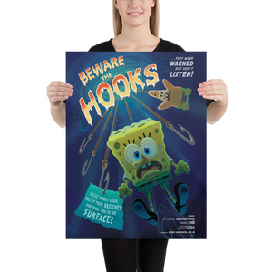 Spongebob Schwammkopf, hüte dich vor den Haken Premium Satin Poster