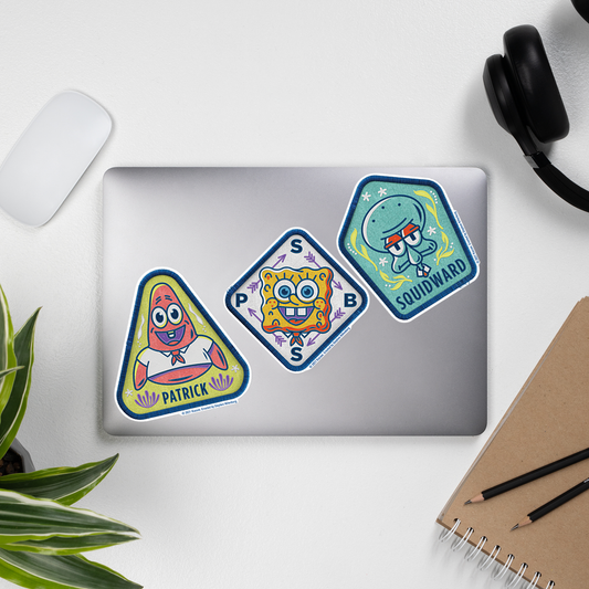SpongeBob SquarePants Kamp Koral Character Badge Stickers Pack of 3