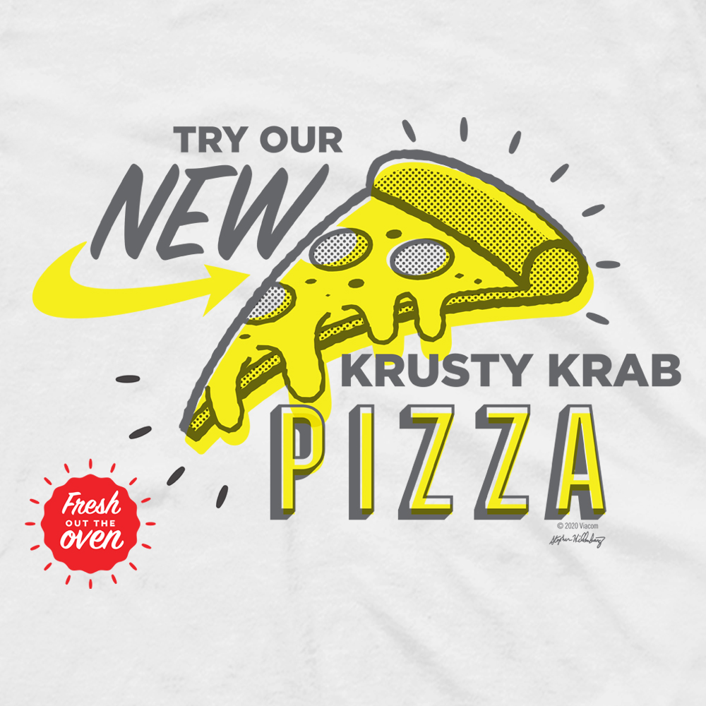Bob Esponja El Crustáceo Crujiente Nueva pizza Adultos Camiseta de manga corta