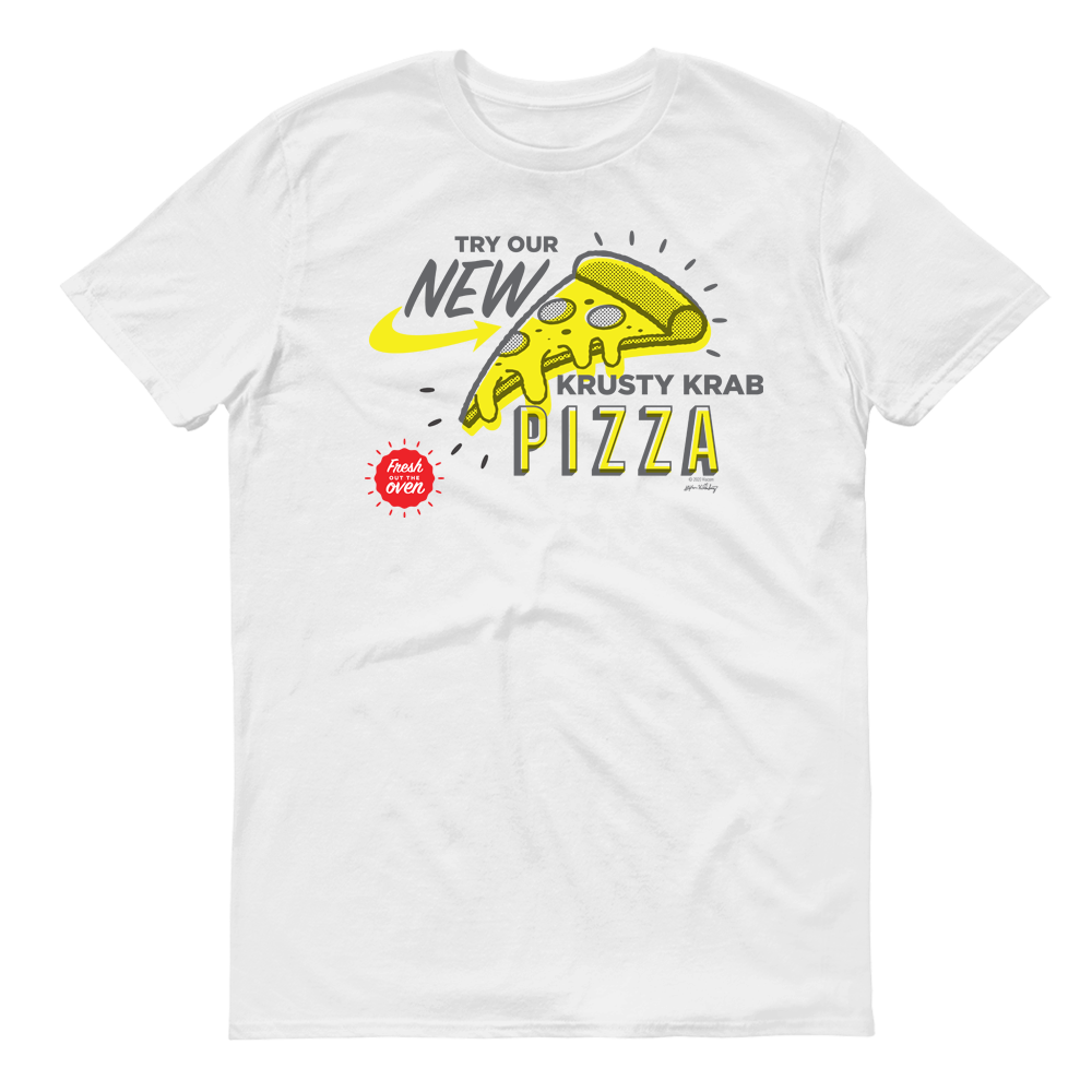 Bob l'éponge Le Crabe Croustillant Nouvelle Pizza Adulte T-Shirt à manches courtes